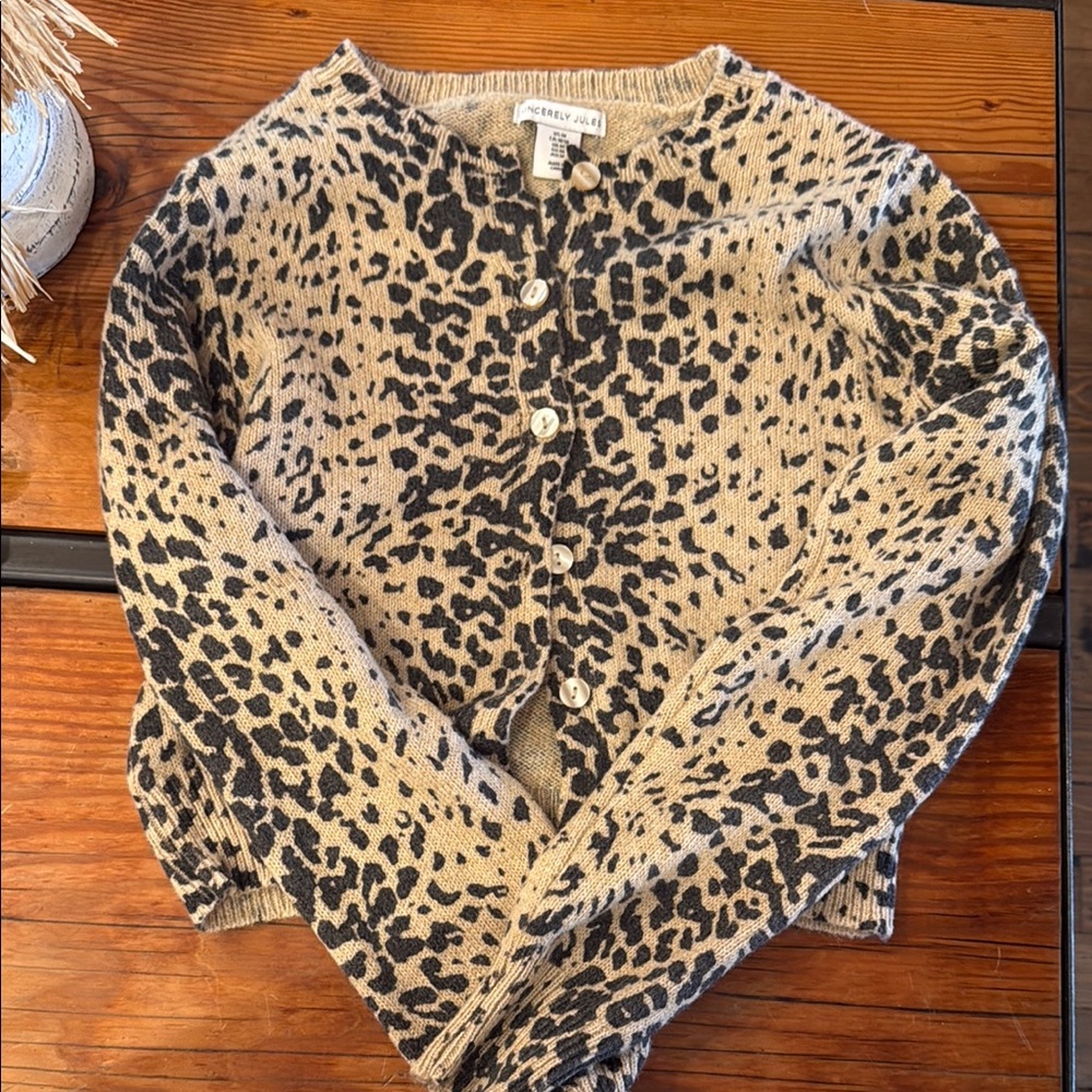 Sincerely Jules Black and Tan Leopard Cardigan